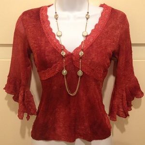 XS Lace Crimson Red Top